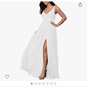 Wedding Dress: size 10, v neck, split chiffon